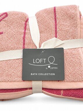 Loft by Loftex Hand Towels Set Of 2 Pink on Pink Bows 16 x 28 Reversible